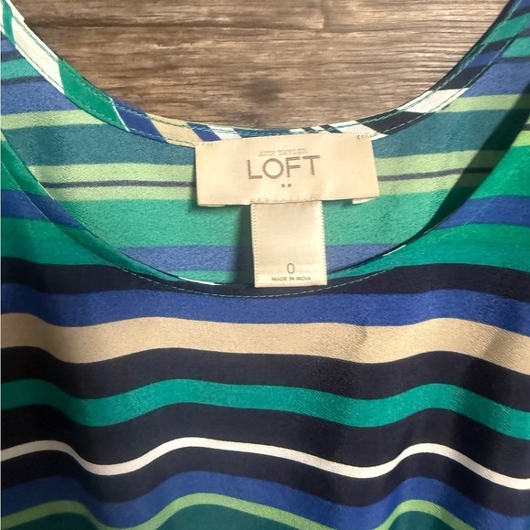 LOFT Vibrant Striped Blue Green Mini Sundress Dress - Picture 5 of 6